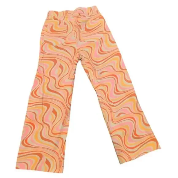 SHEIN Orange Swirl Psychedelic Wide-Leg Jeans | High-Waisted | Size Medium | EUC - Picture 3 of 3